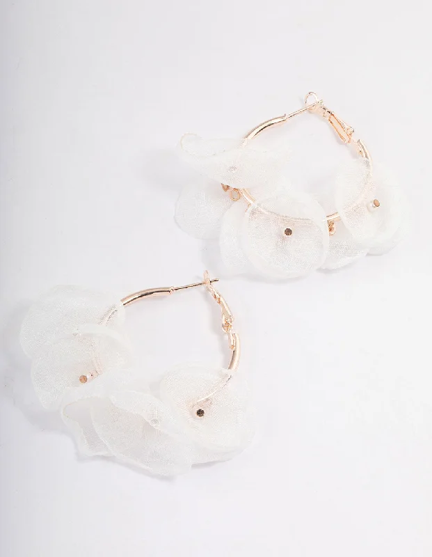 Women’s trendy earrings-Rose Gold Petal Hoop Earrings