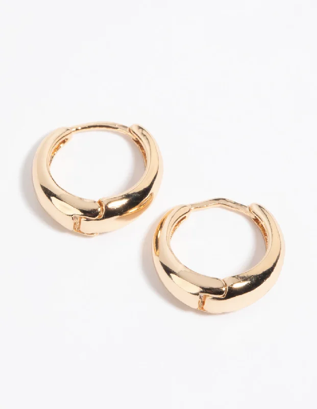 Women’s silver drop earrings-Gold Huggie Hoop Earrings