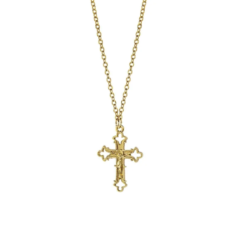 Women’s sterling silver necklace-Symbols Of Faith Crucifix Cross Pendant Necklace 18"