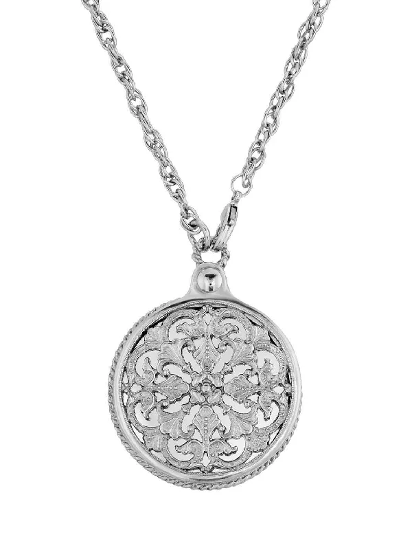 Women’s adjustable necklace-Antiquities Couture Monastery Mirror Pendant Necklace 32"