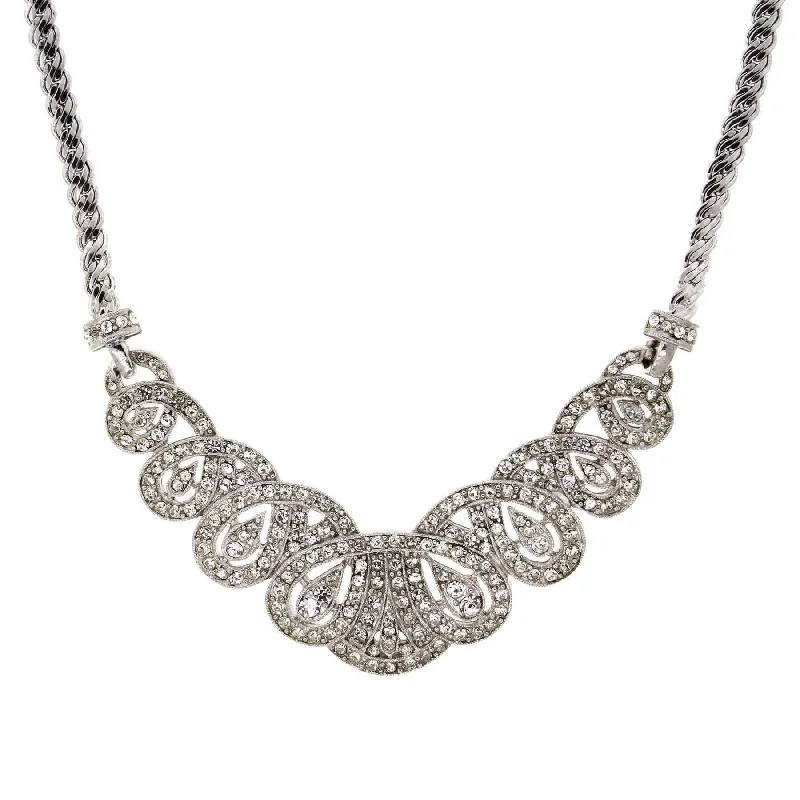 Women’s boho necklace-Antiquities Couture St. James Eternity Club Pave Crystal Necklace 18"