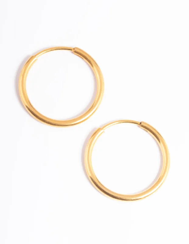 Women’s fashion earrings-Gold Plated Surgical Steel Thin 18mm Hoop Earrings