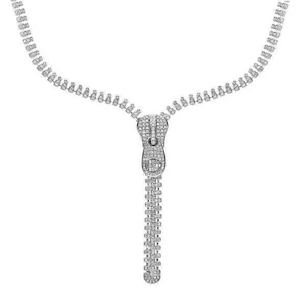 Women’s long pendant necklace-Diamond Zipper Necklace