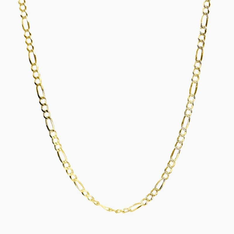 Women’s flower necklace-Figaro Gold Unisex Chain