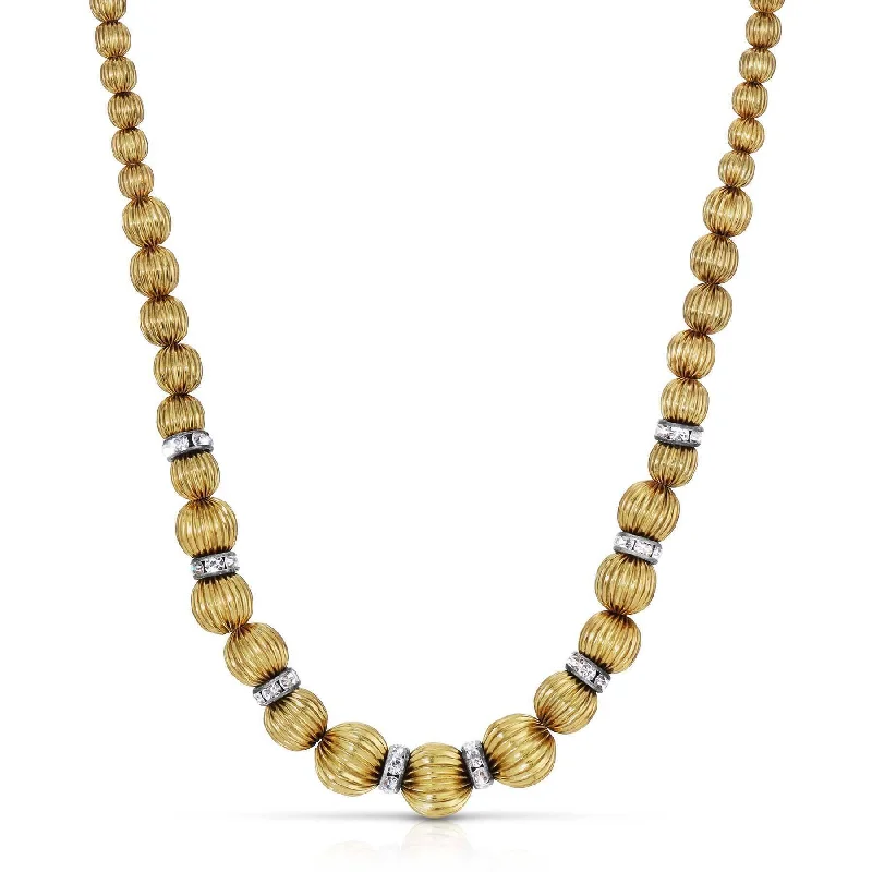 Women’s rose gold necklace-1928 Jewelry Gold Graduated Corrugated Beaded Necklace 16" + 3" Extender