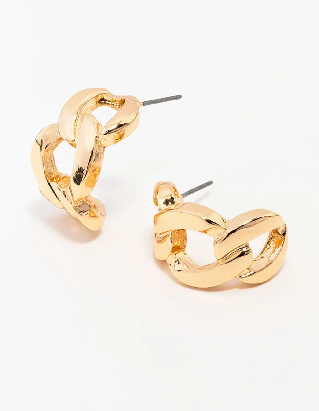 Women’s butterfly earrings-Gold Cuban Link Hoop Earrings