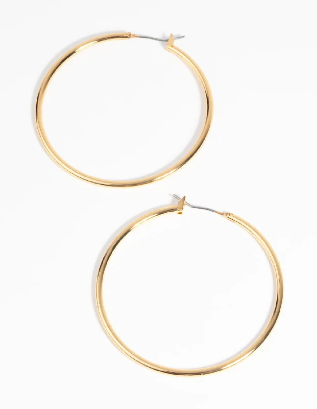 Women’s dangling earrings-Gold Plated Large Hoop Earrings