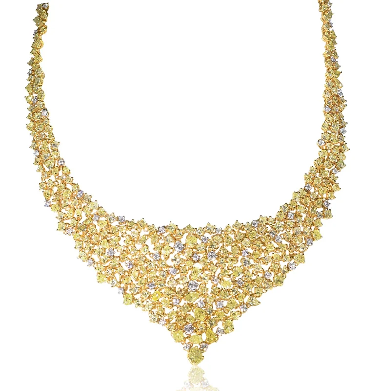 Women’s double-layer necklace-Fancy Yellow Diamond Necklace