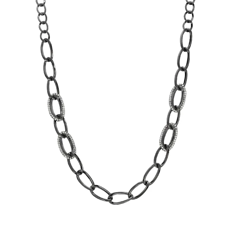 Women’s double chain necklace-1928 Jewelry Classic Oval Link Crystal Accent Necklace 32"