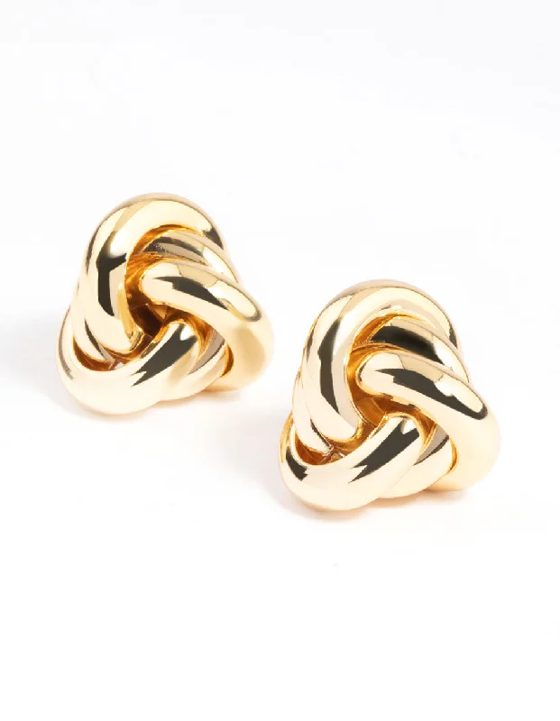 Women’s statement earrings-Gold Plated Classic Knotted Stud Earrings