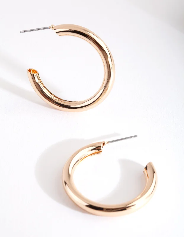 Women’s elegant drop earrings-Gold Medium Smooth Hoop Earrings