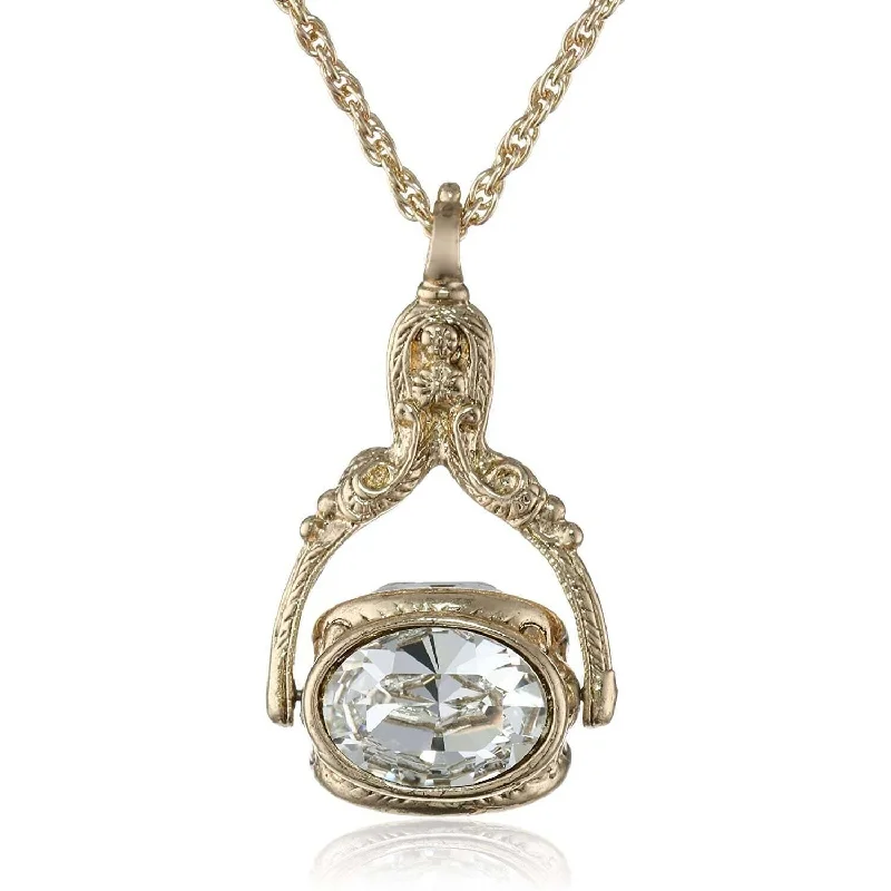 Women’s crystal necklace-1928 Jewelry Vintage-Inspired Rotating 3 Sided Crystal Spinner Pendant Necklace 30"