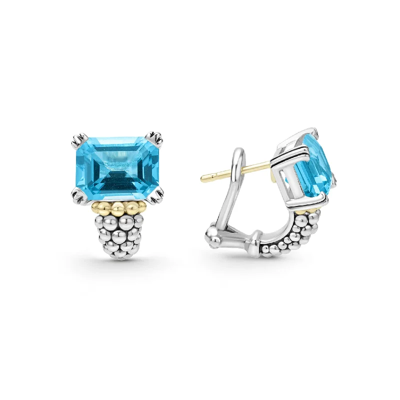 Women’s chandelier earrings-Glacier Large Swiss Blue Topaz Huggie Earrings