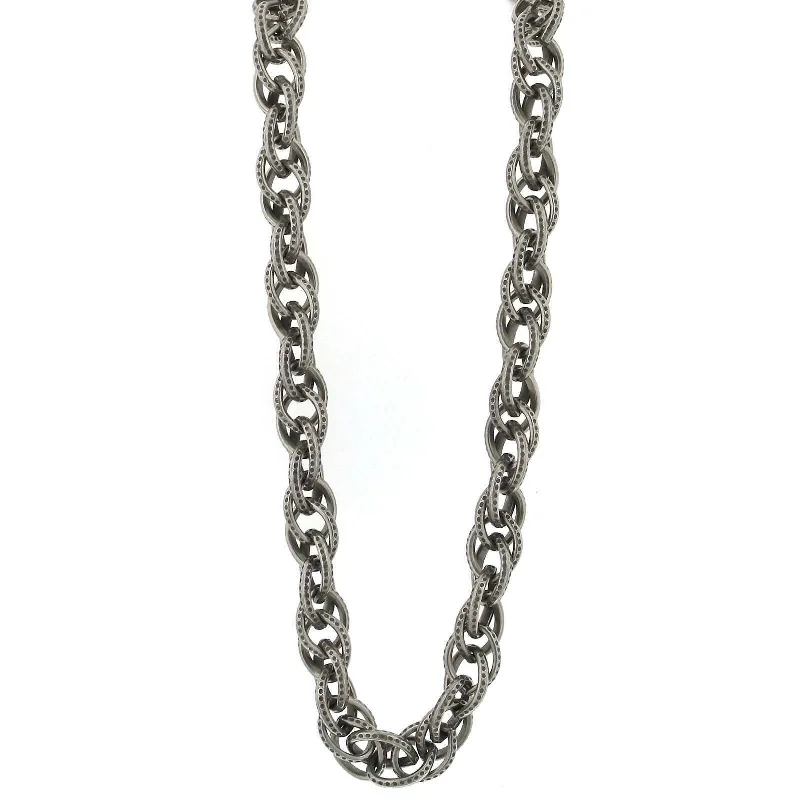 Women’s fashion chain necklace-1928 Jewelry Silver Oval Textured Linking Chain Necklace 30"