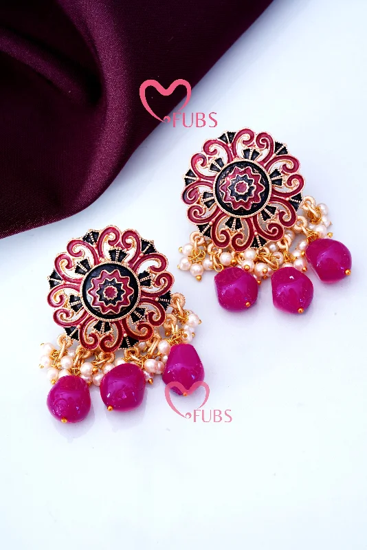 Women’s designer earrings-Pretty Designer Beaded Studs Earrings