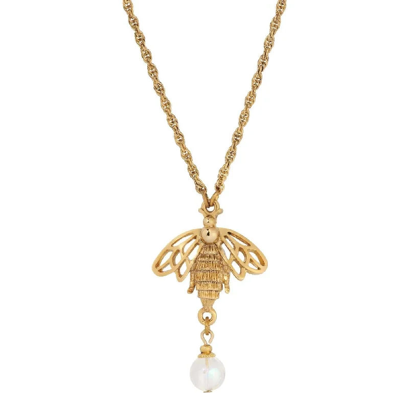 Women’s rose gold necklace-1928 Jewelry AB Crystal & Bee Pendant Necklace 16" + 3" Extension