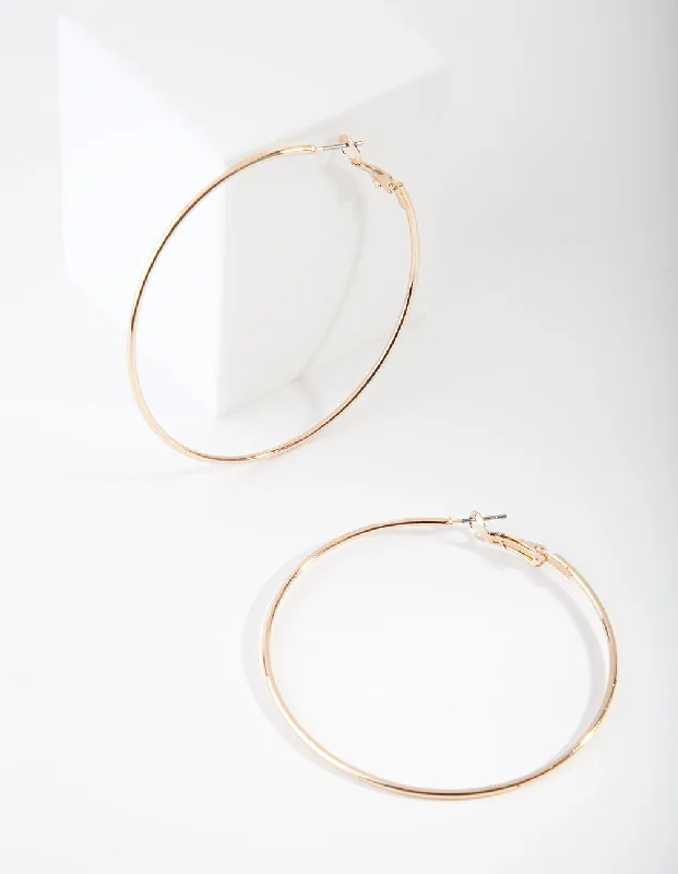 Women’s multicolor gemstone earrings-Gold Oversized Fine Hoop Earrings