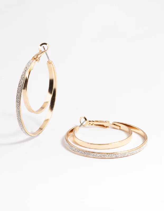 Women’s handmade silver earrings-Silver Double Glitter Paper Hoop Earrings