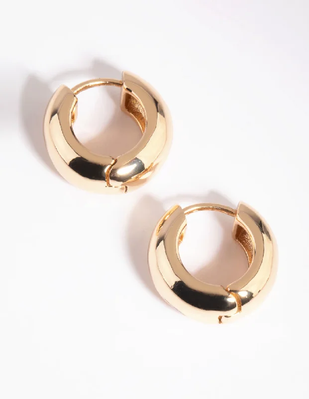 Women’s luxury earrings-Gold Chunky Huggie Hoop Earrings