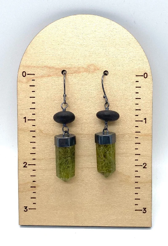 Women’s adjustable earrings-Rock and Lichen Hexagon Earrings