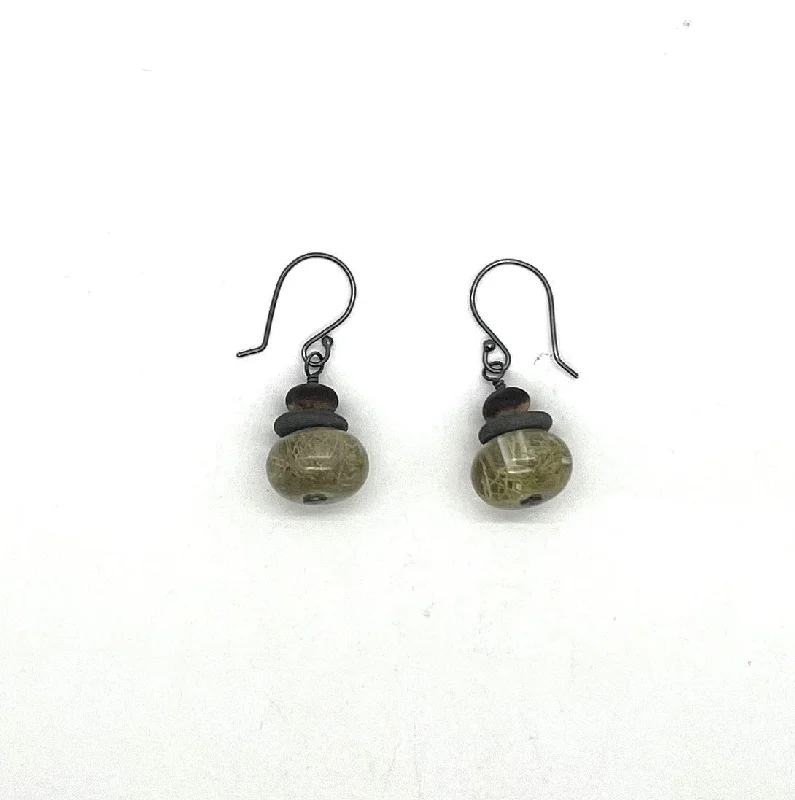 Women’s vintage drop earrings-Stacked Rock and Lichen Earrings