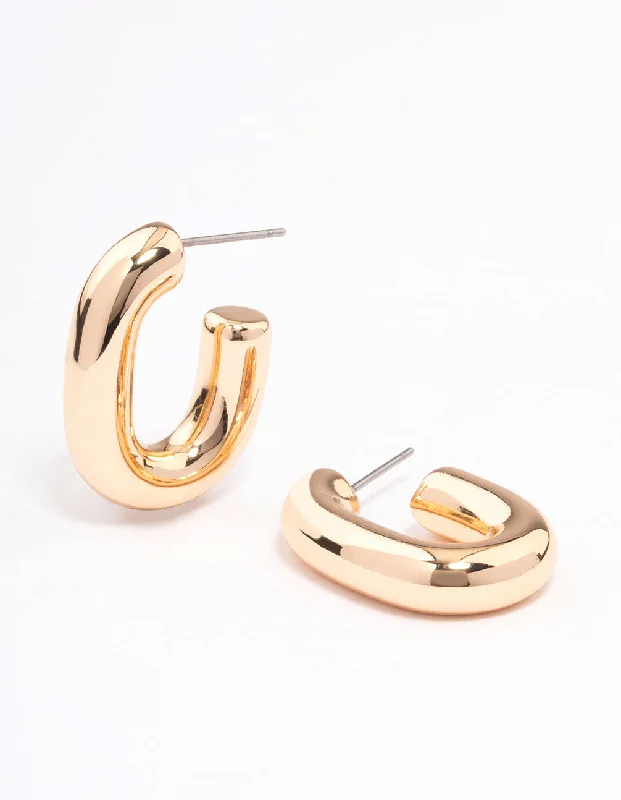 Women’s sapphire earrings-Gold Chubby Oval Hoop Earrings