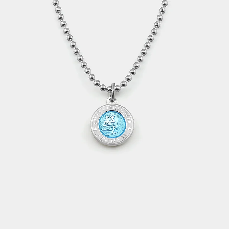 Women’s silver plated necklace-Small - Aqua / White