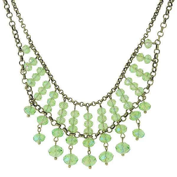 Women’s leaf necklace-1928 Jewelry Multi Faceted Beaded Two Tier Chain Necklace 16" + 3" Extender