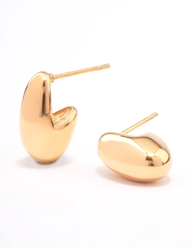 Women’s pearl earrings-Gold Plated Surgical Steel Curved Bubble Stud Earrings