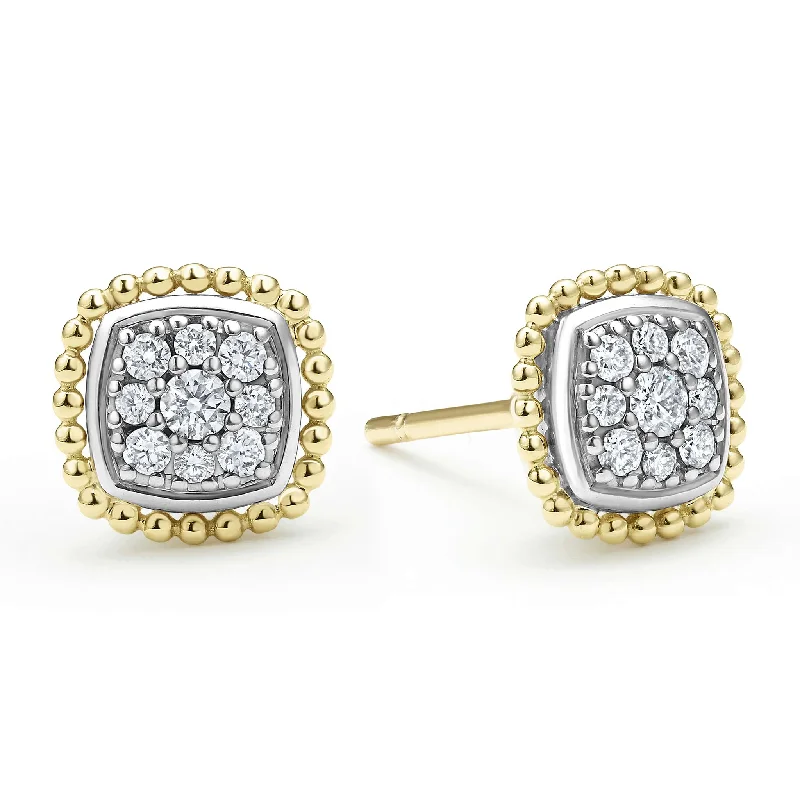 Women’s large earrings-Rittenhouse Two-Tone Caviar Diamond Stud Earrings