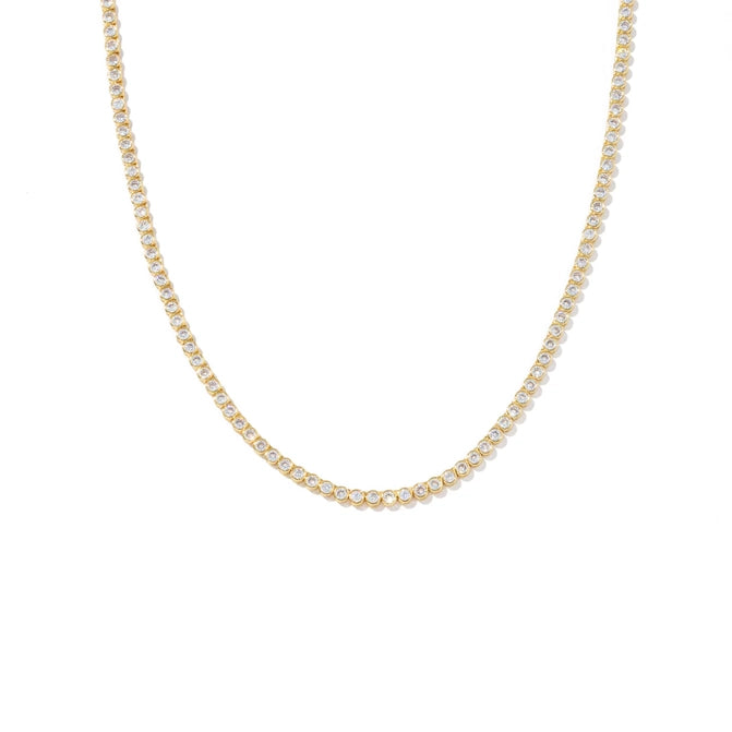 Women’s layered chain necklace-Gold Diamond Tennis Necklace