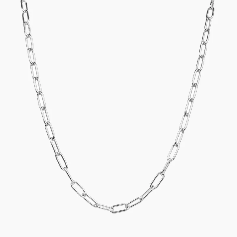 Women’s matching earrings and necklace set-Chunky Paperclip Necklace (Silver)