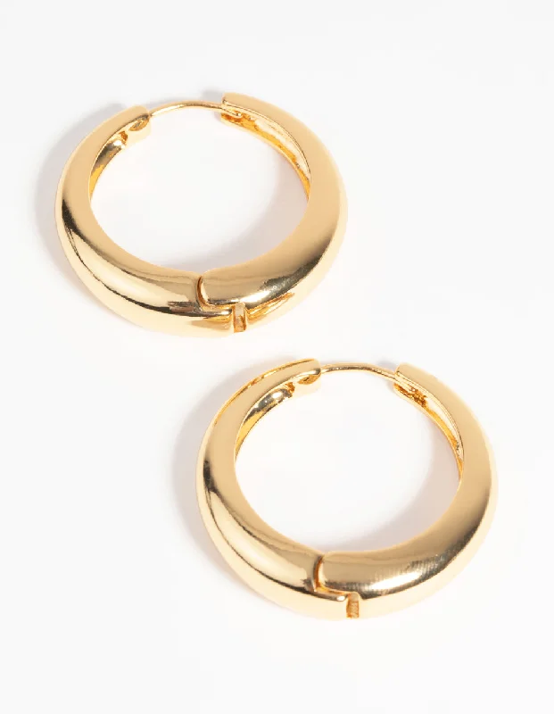 Women’s chandelier earrings-Gold Plated Medium Huggie Hoop Earrings