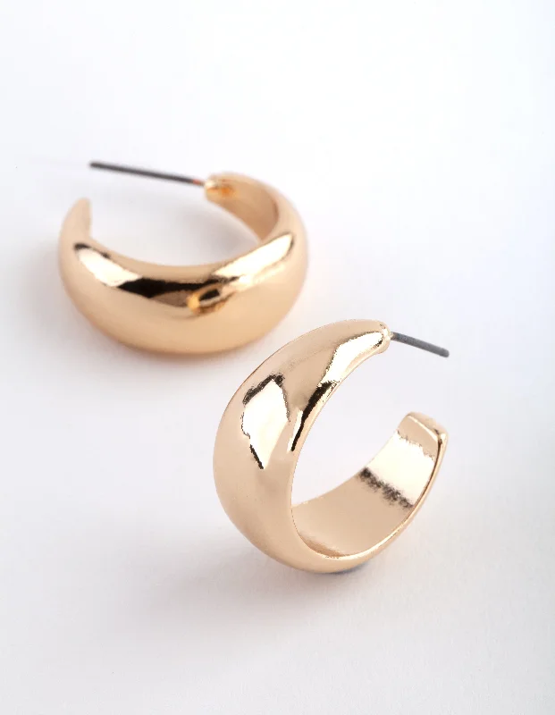 Women’s lightweight earrings-Gold Small Rounded Hoop Earrings