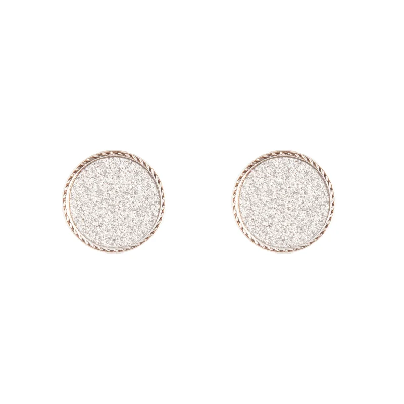 Women’s vintage pearl earrings-Silver Glitter Inlay Disc Earrings