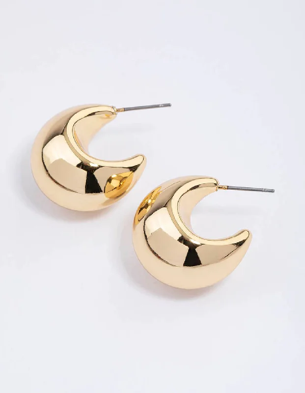 Women’s stud earrings-Gold Plated Chunky Bubble Hoop Earrings