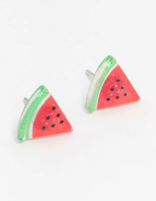 Women’s rose gold hoop earrings-Watermelon Stud Earrings