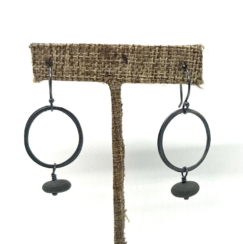 Women’s chandelier earrings-Flattened Layered Ovals Rock Earrings