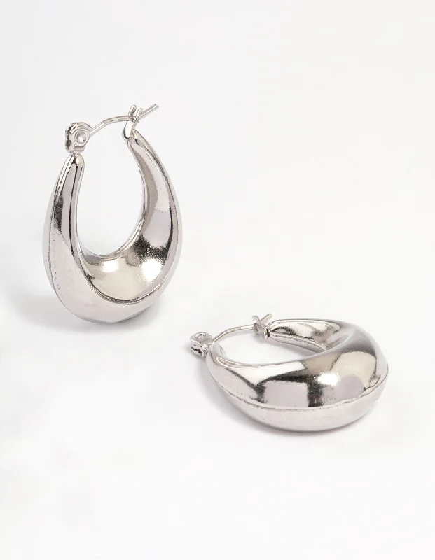 Women’s crystal earrings-Surgical Steel Wide Oval Hoop Earrings