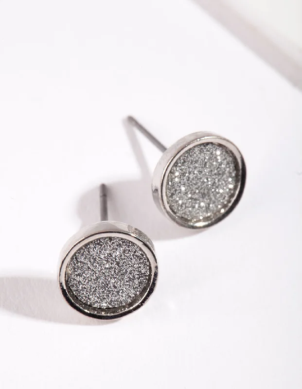 Women’s gold statement earrings-Round Silver Glitter Paper Earrings