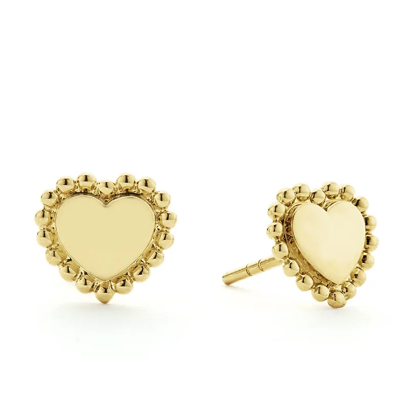 Women’s diamond hoop earrings-KSL 18K Gold Heart Stud Earrings