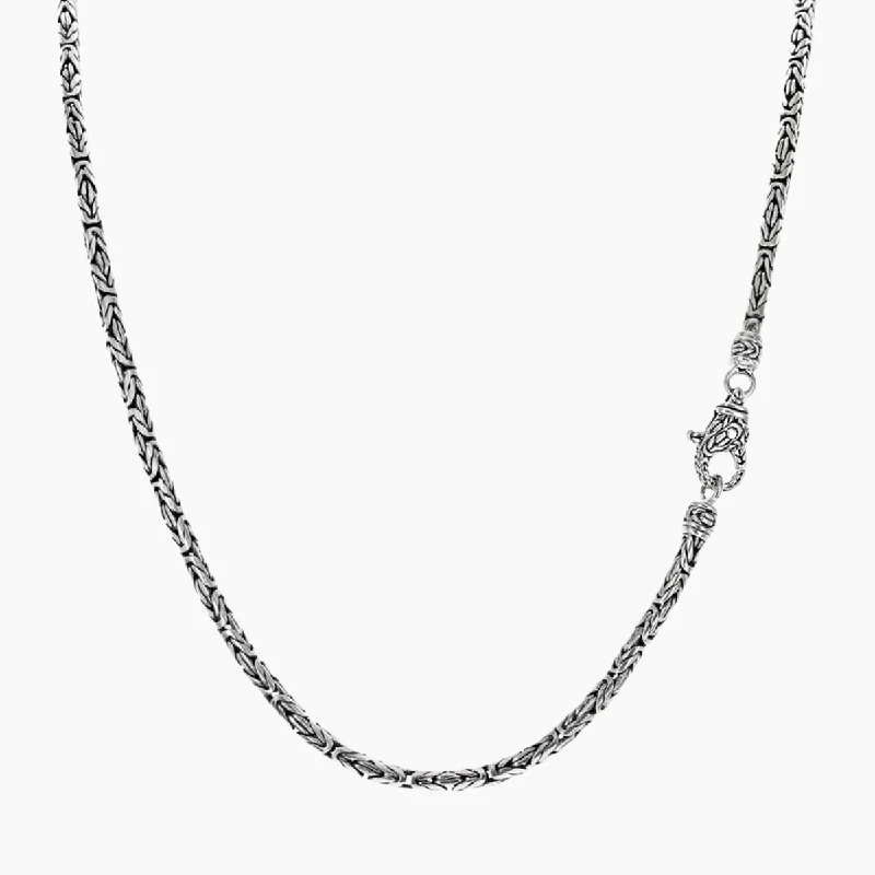 Women’s black diamond necklace-Bali Byzantine Sterling Silver Necklace 4mm Gauge (18"-24")