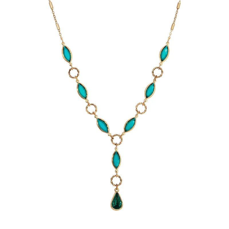 Women’s vintage-inspired necklace-1928 Jewelry Emerald Garden Stone Y Necklace 16+3 Necklace