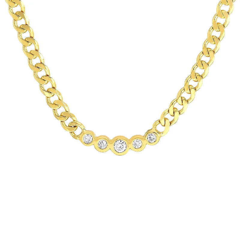 Women’s pendant necklace-Diamond Curb Chain