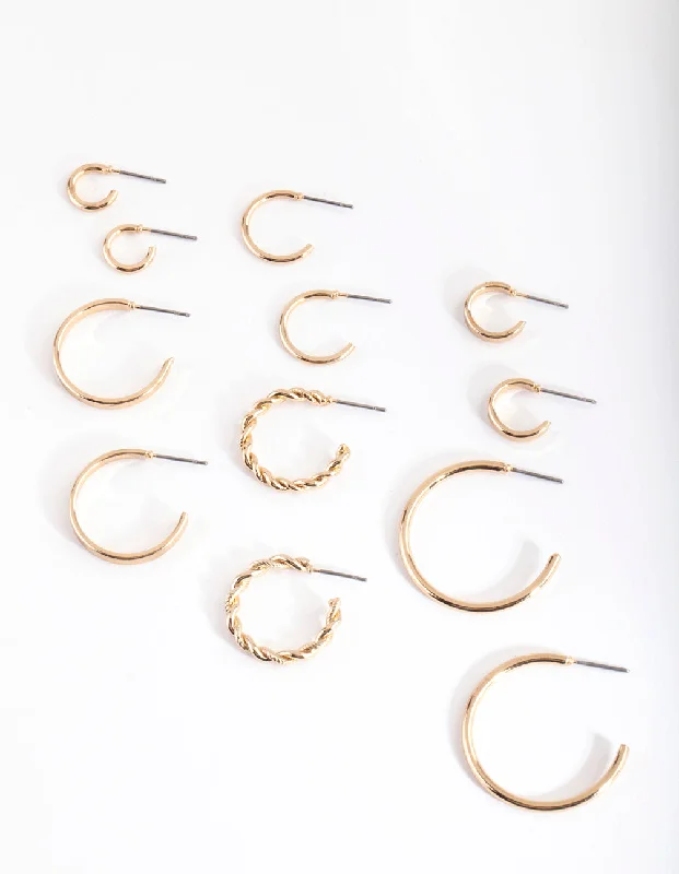 Women’s handmade silver earrings-Gold Sleeper Earring 6-Pack