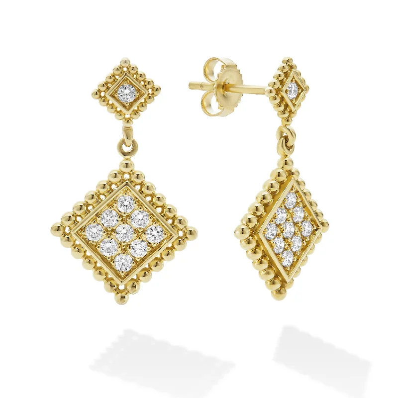 Women’s luxurious chandelier earrings-Covet 18K Gold Diamond Drop Earrings