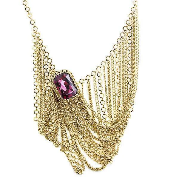 Women’s platinum necklace-1928 Jewelry Austrian Crystal Amethyst Chain Bib Necklace 16" + 3" Extender