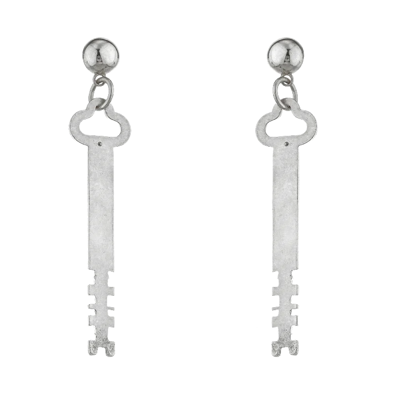 Women’s silver earrings-CLOVER KEY EARRINGS