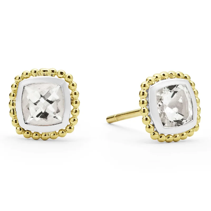 Women’s silver dangle earrings-Rittenhouse Two-Tone White Topaz Stud Earrings