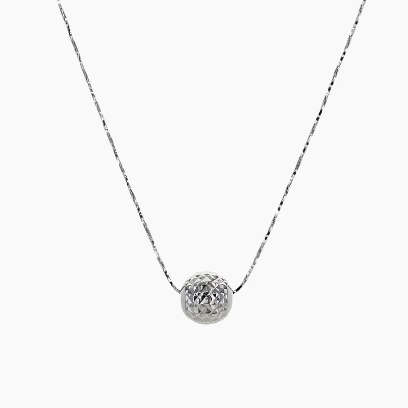 Women’s geometric necklace-Diamond-Cut Single Ball Necklace